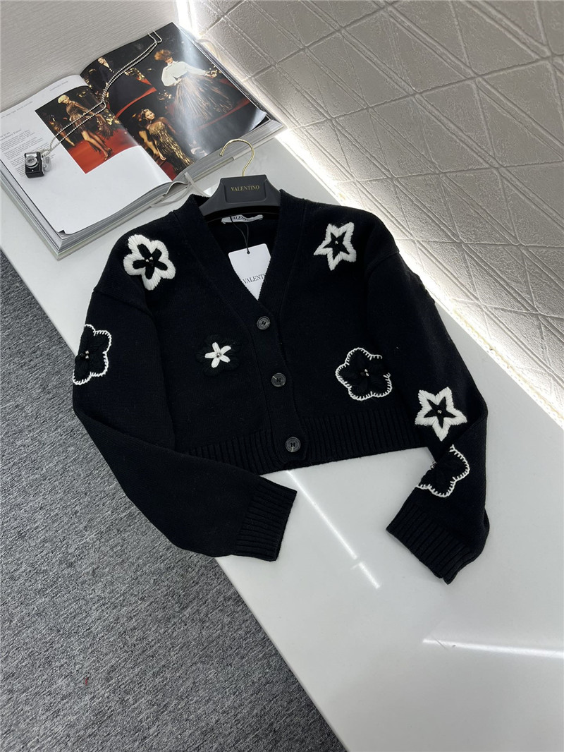 Va1e*ntin0 floral embellished crop cardigan in black