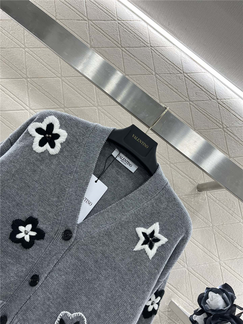Va1e*ntin0 floral embellished crop cardigan in grey