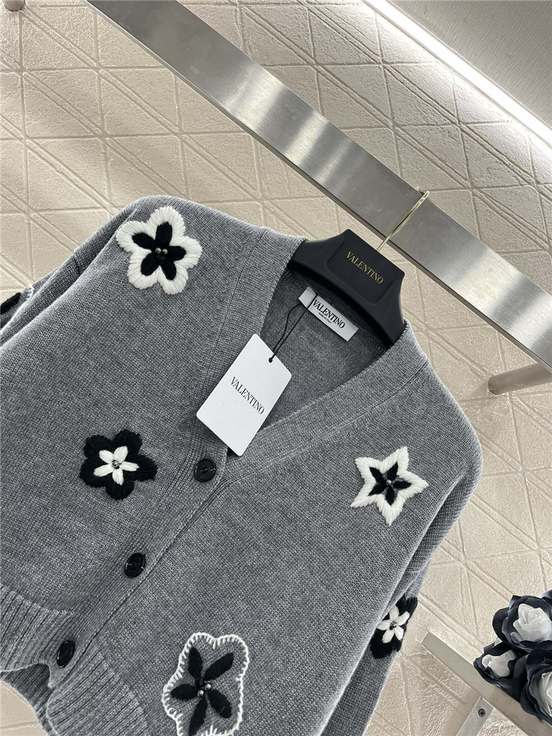 Va1e*ntin0 floral embellished crop cardigan in grey
