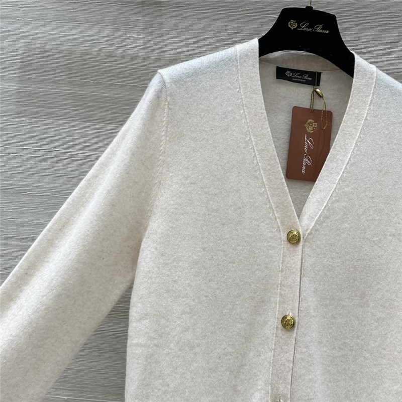 L0r0 P1ana classic baby cashmere cardigan white