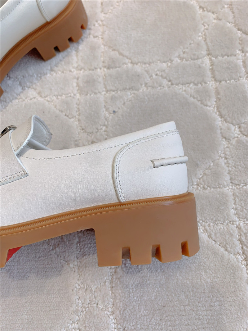 CL Moc Lug White Calf Leather Loafers