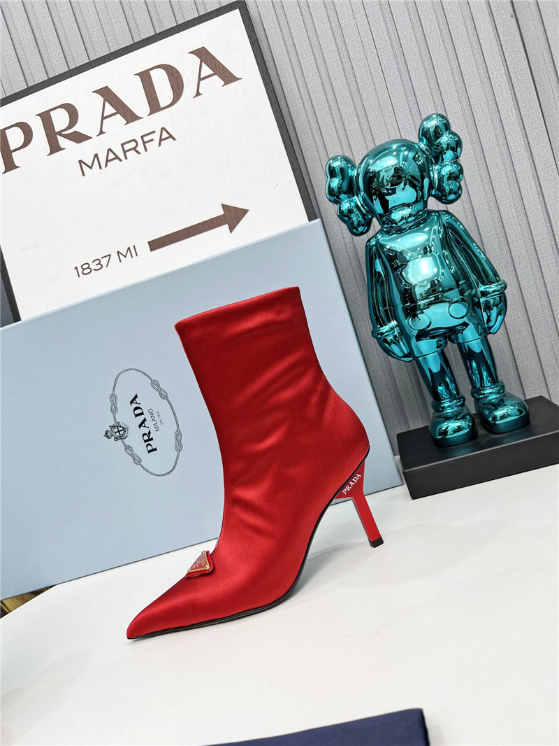 Pra*a red heeled ankle boots