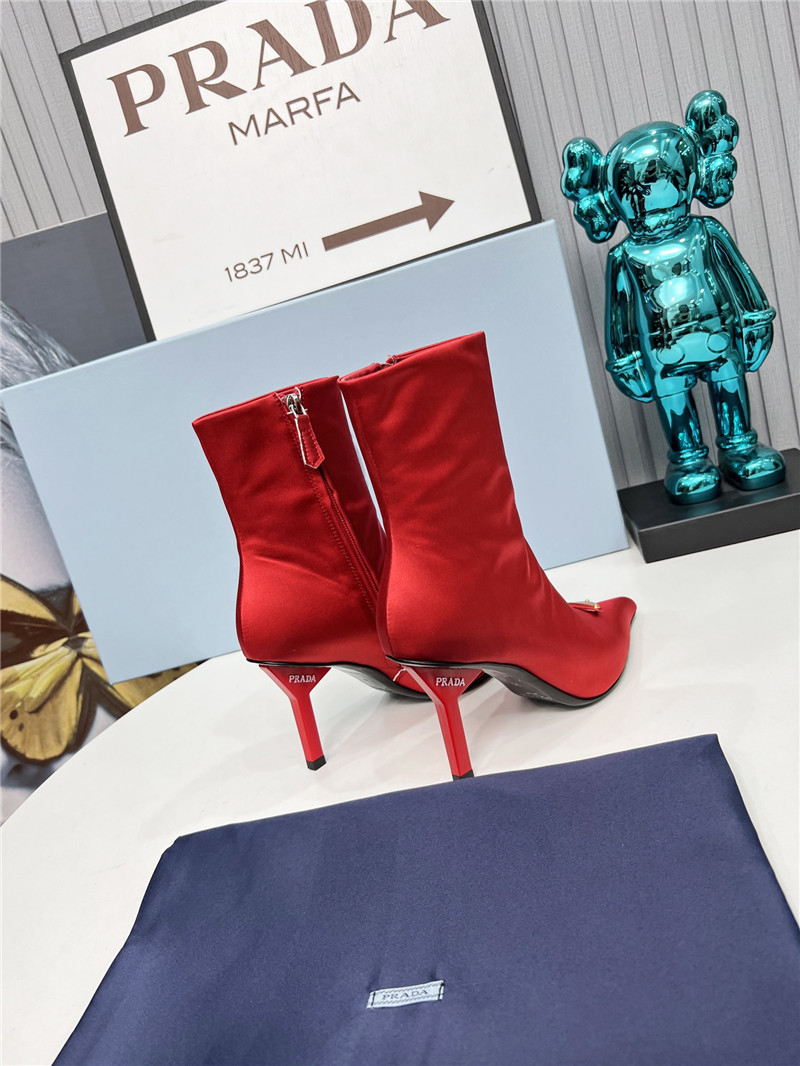 Pra*a red heeled ankle boots