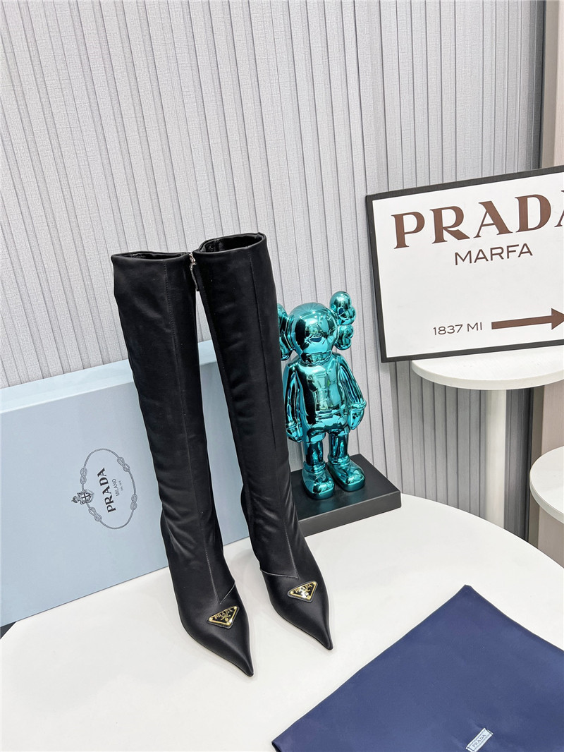 Pra*a black heel knee high boots