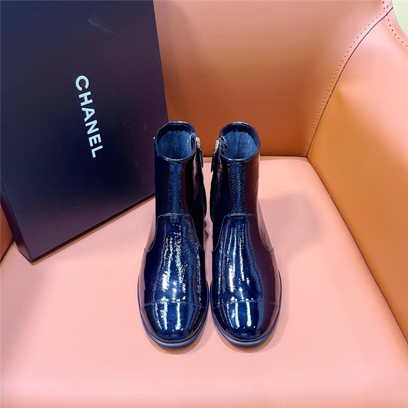 Ch**el patent leather ankle boots