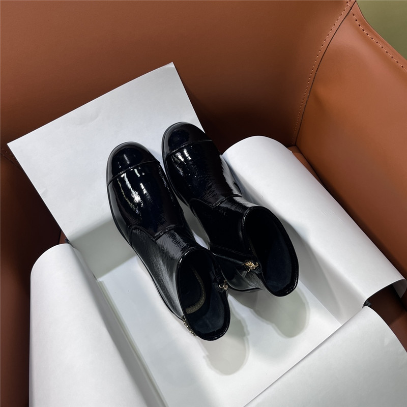 Ch**el patent leather ankle boots