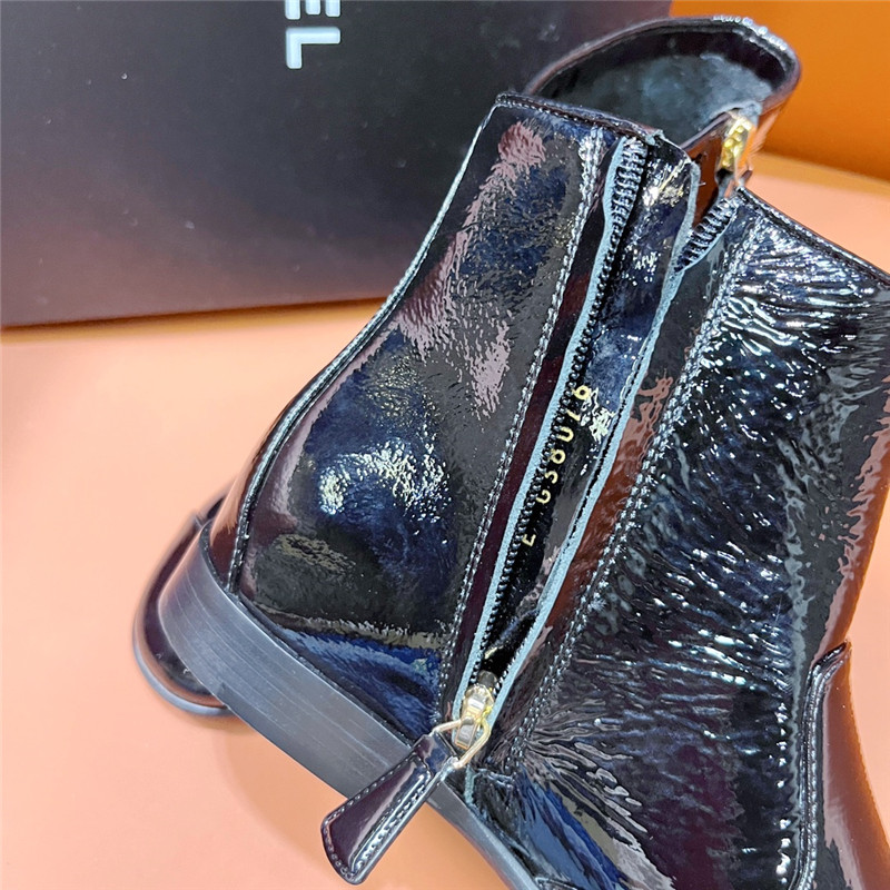 Ch**el patent leather ankle boots