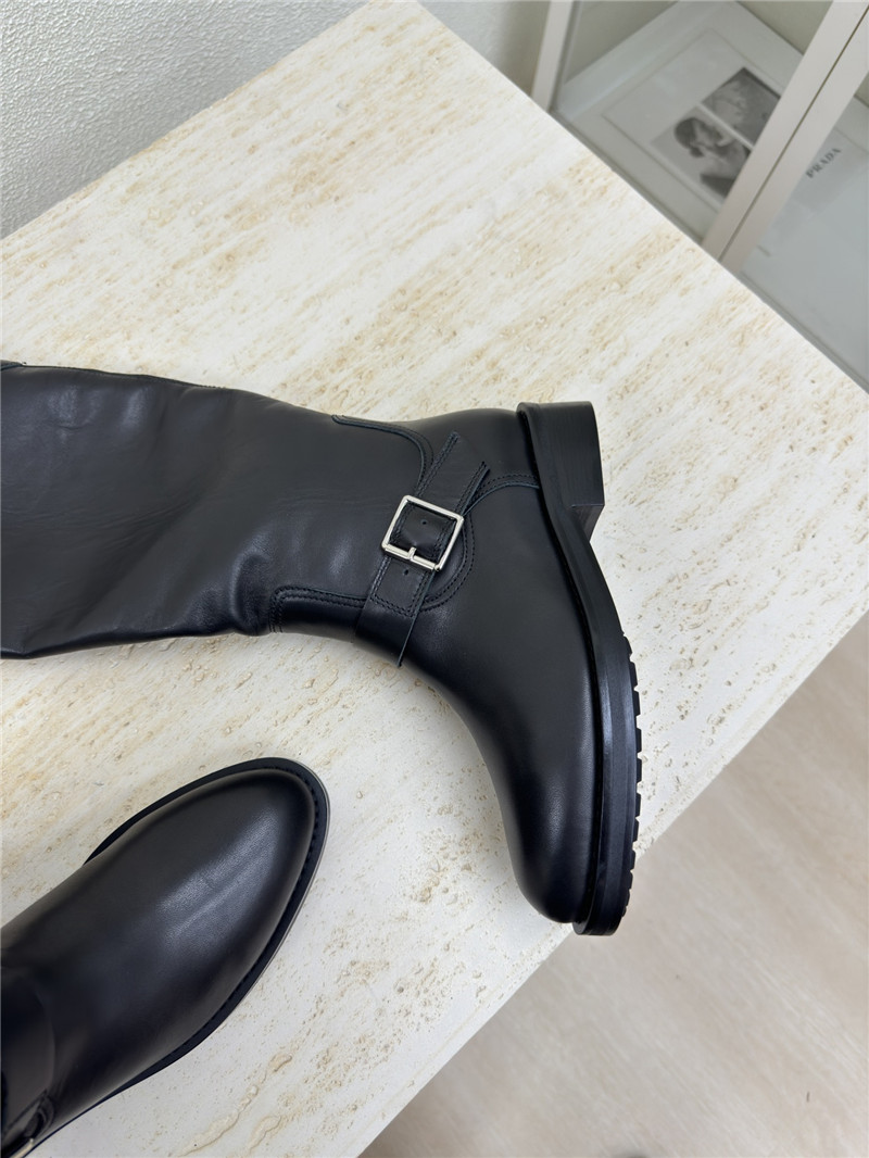 Sa1nt Lau*nt black leather buckle biker boots