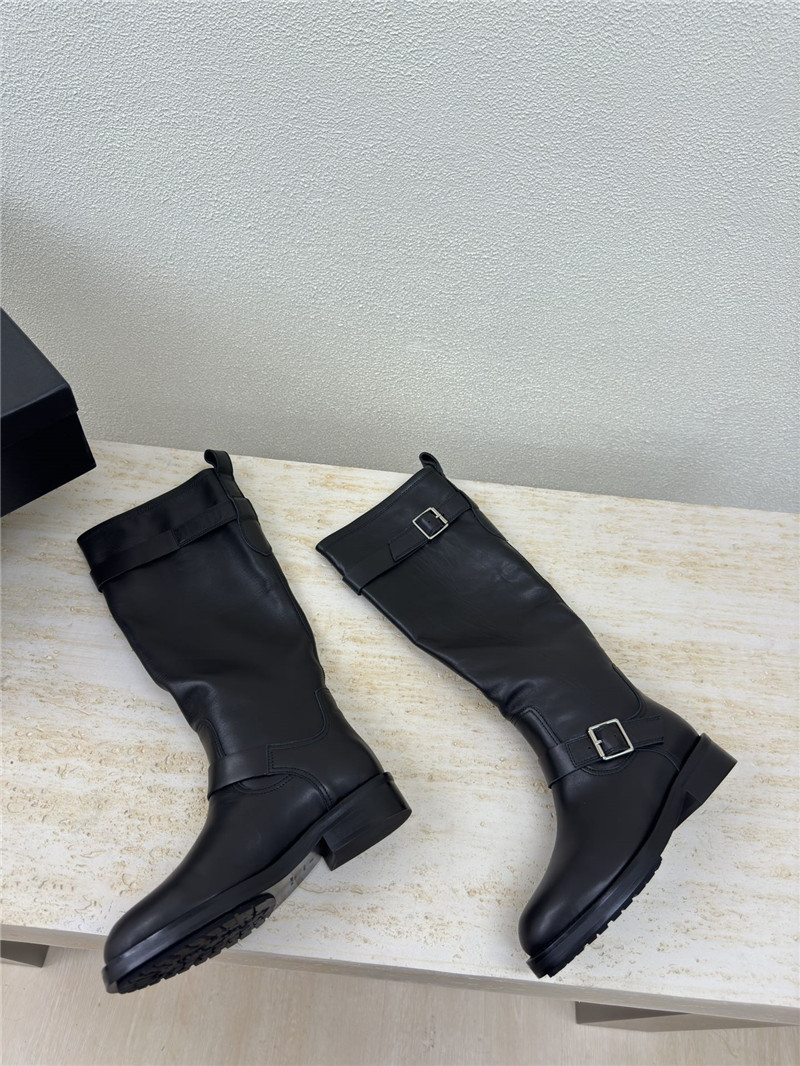 Sa1nt Lau*nt black leather buckle biker boots