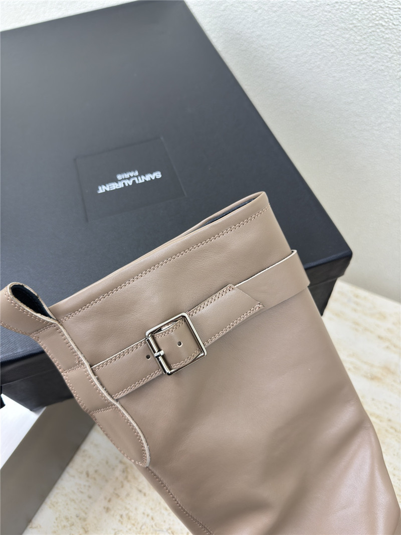 Sa1nt Lau*nt biork leather buckle biker boots