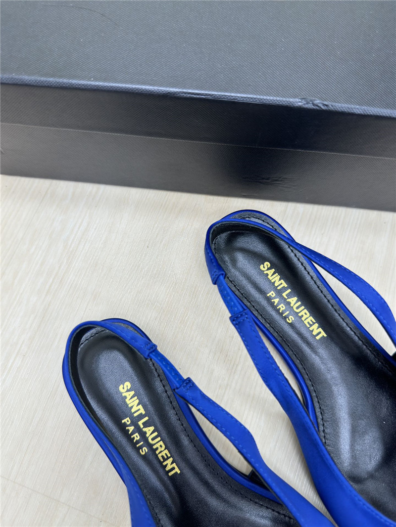 Y51 babylone slingback flats blue satin crepe