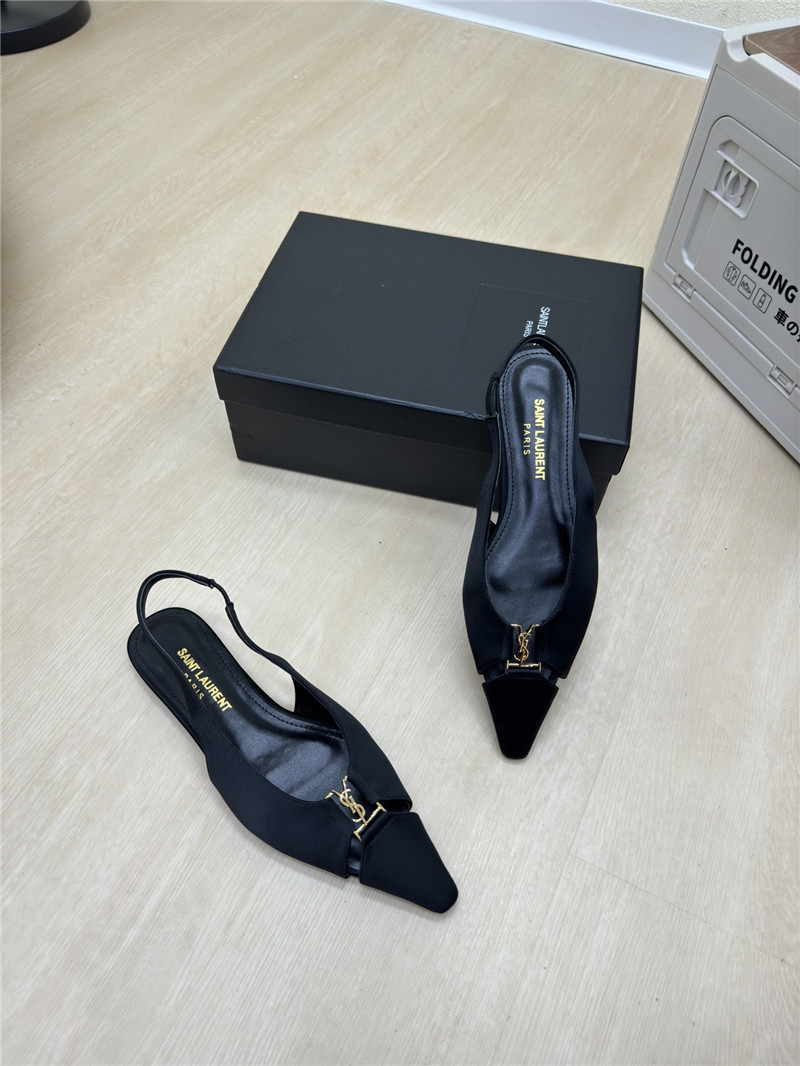 Y51 babylone slingback flats in black satin crepe
