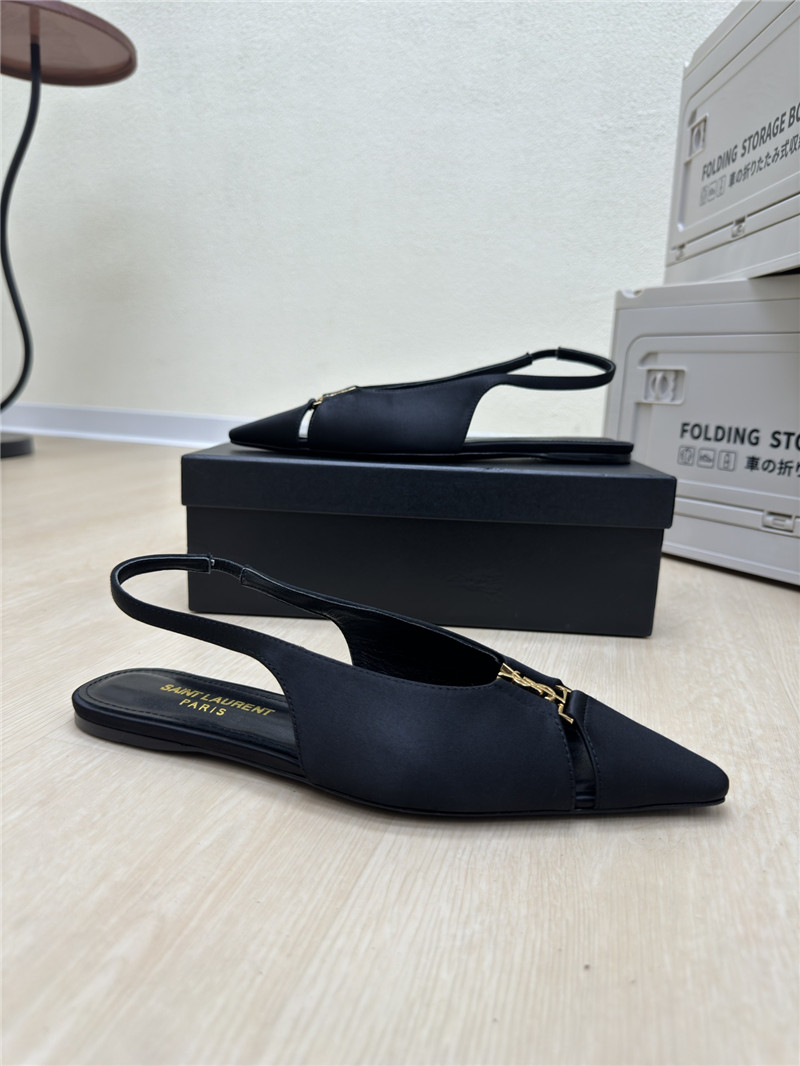Y51 babylone slingback flats in black satin crepe
