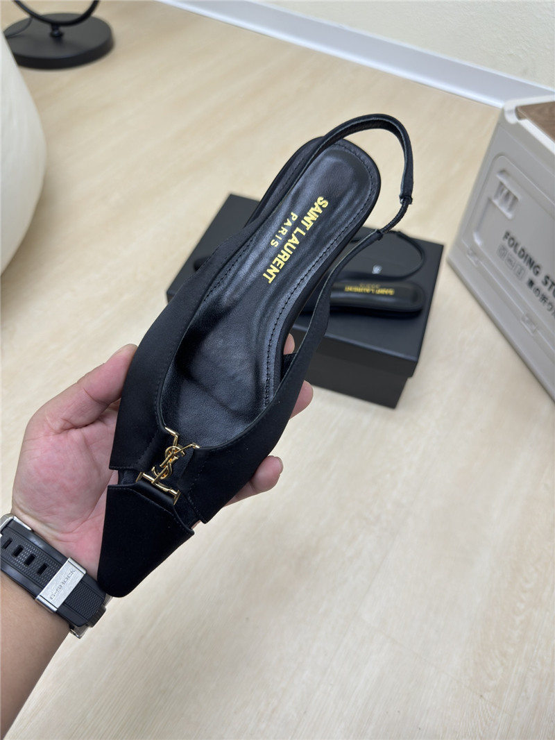 Y51 babylone slingback flats in black satin crepe