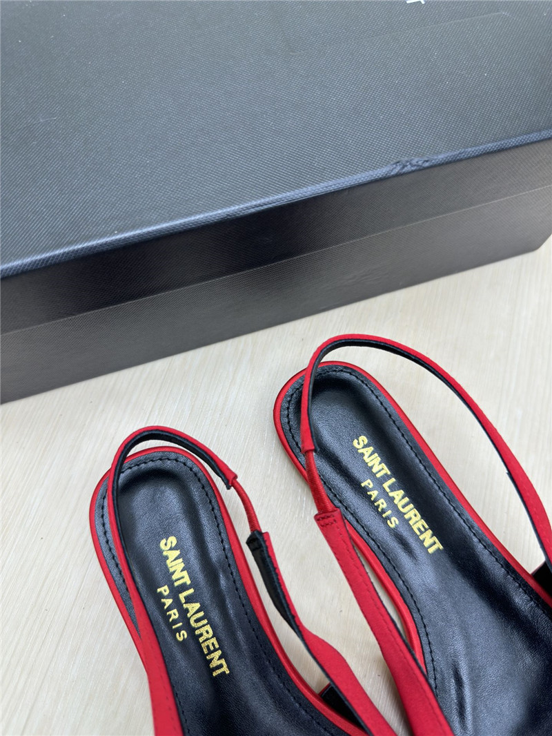 Y51 babylone red satin crepe slingback flats