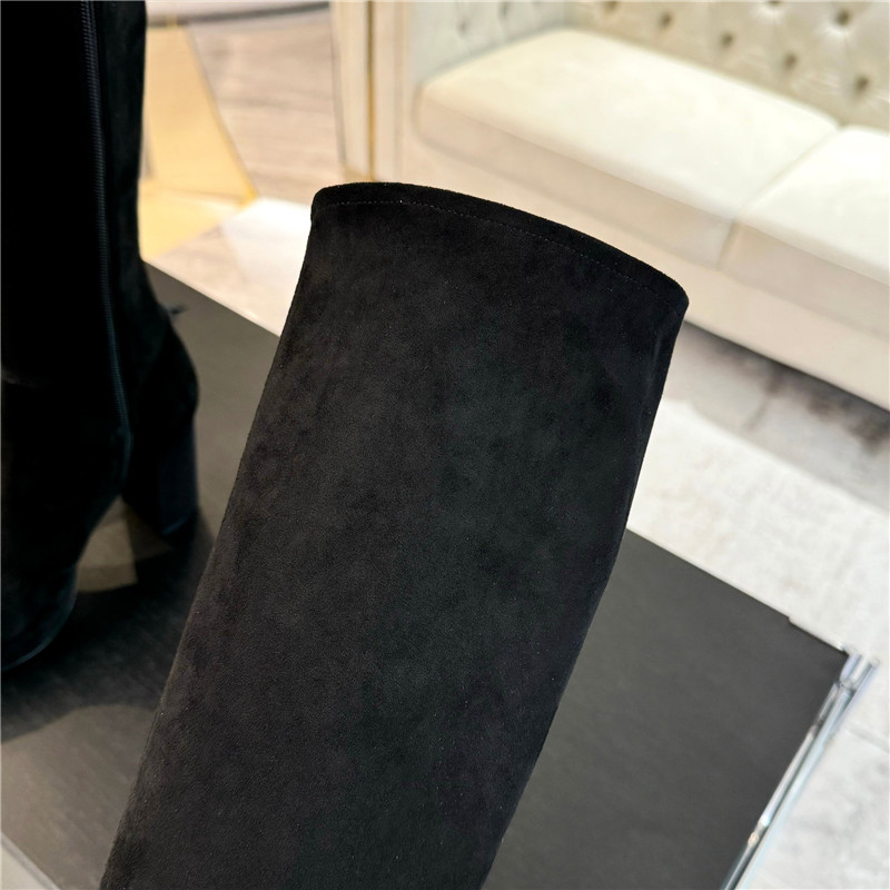 Ch**el black suede leather knee high boots