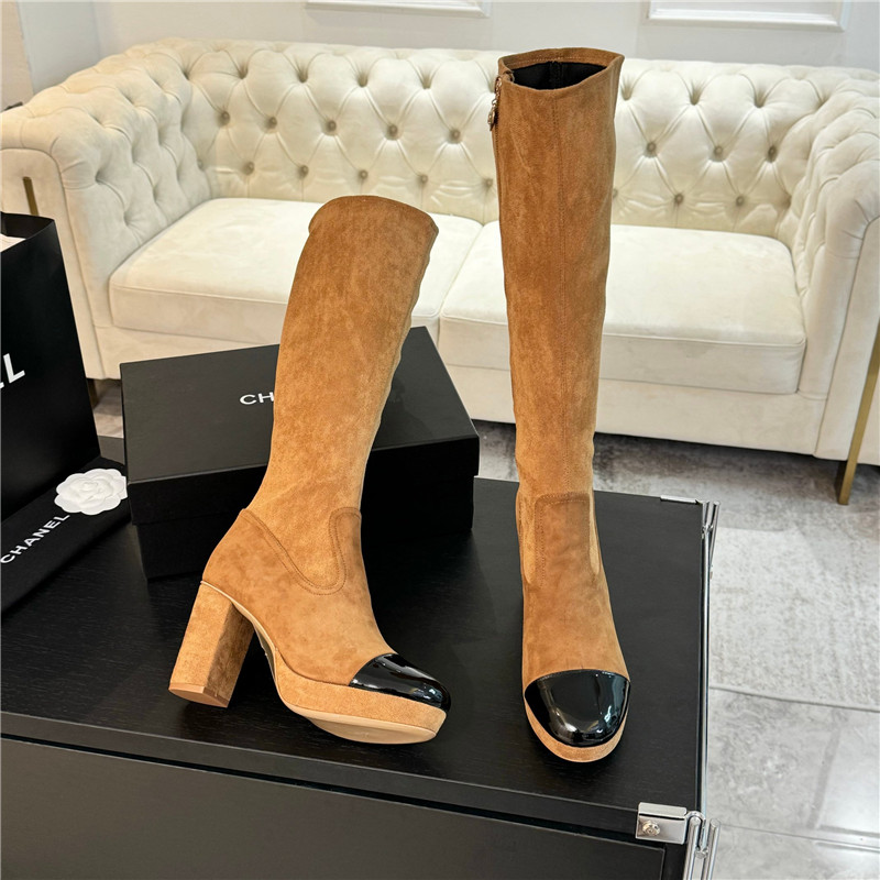 Ch**el suede leather knee high boots