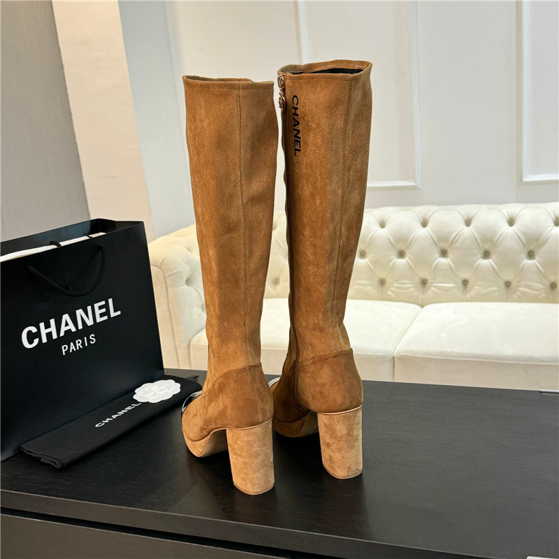 Ch**el suede leather knee high boots