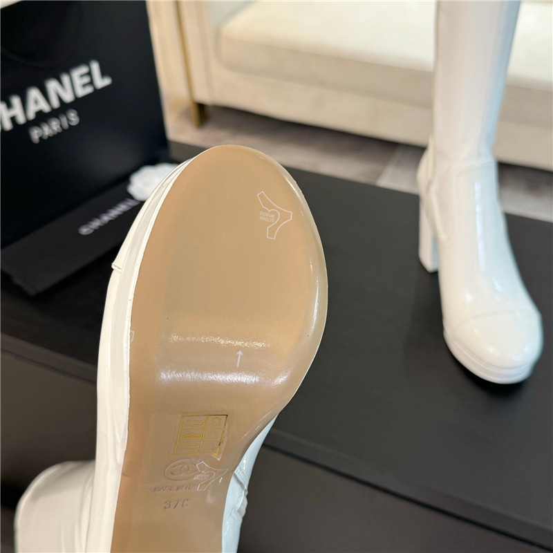 Ch**el patent leather knee high boots