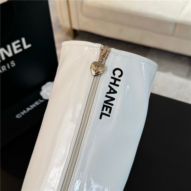 Ch**el patent leather knee high boots