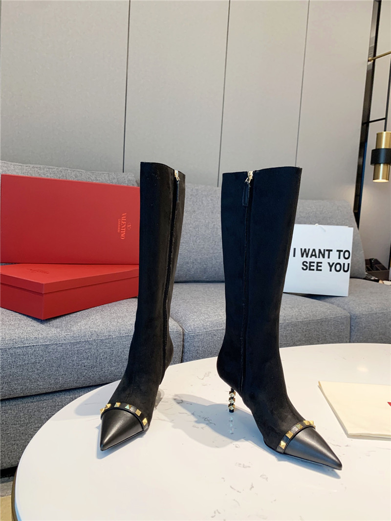 Va1e*ntin0 studded heeled suede knee-high boots