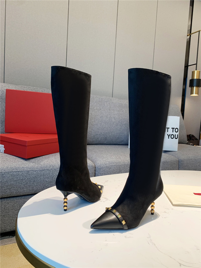 Va1e*ntin0 studded heeled suede knee-high boots
