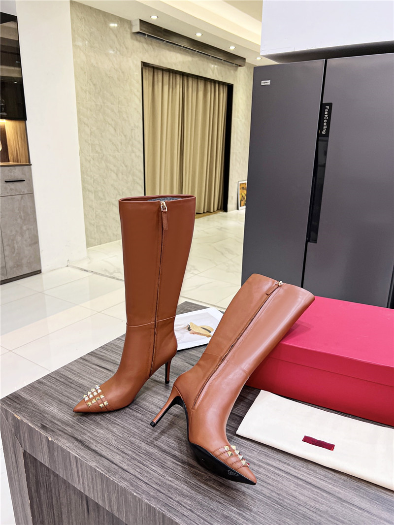 Va1e*ntin0 garavani heeled leather knee-high boots