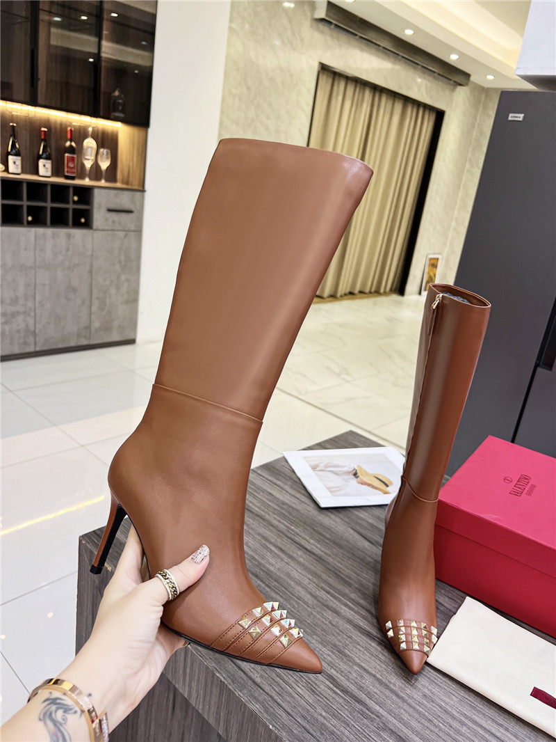 Va1e*ntin0 garavani heeled leather knee-high boots