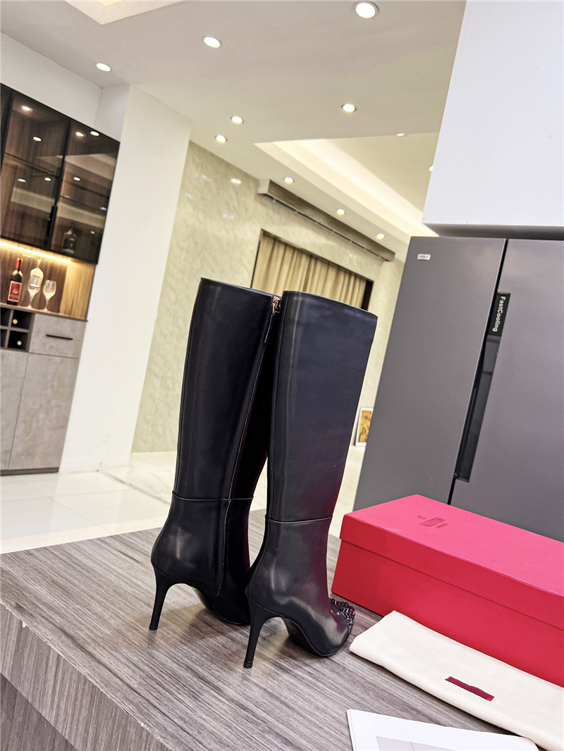 Va1e*ntin0 garavani black shiny stud tall boots