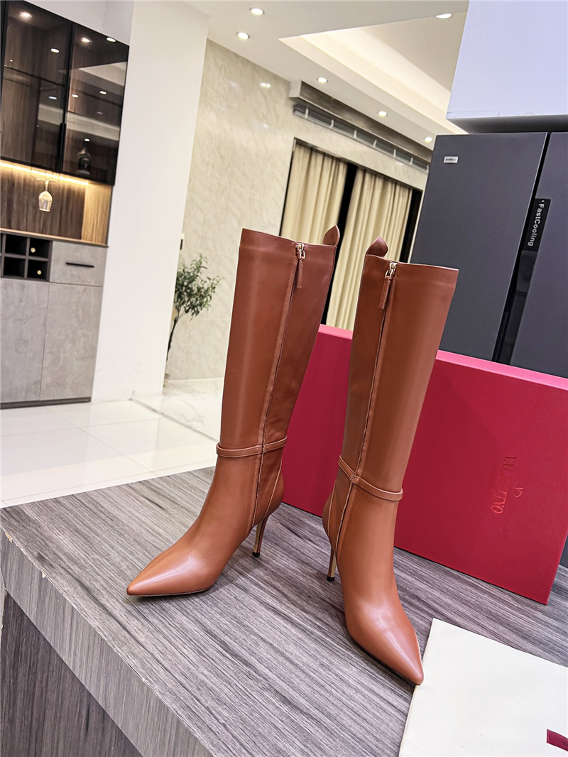 Va1e*ntin0 brown heeled leather knee-high boots