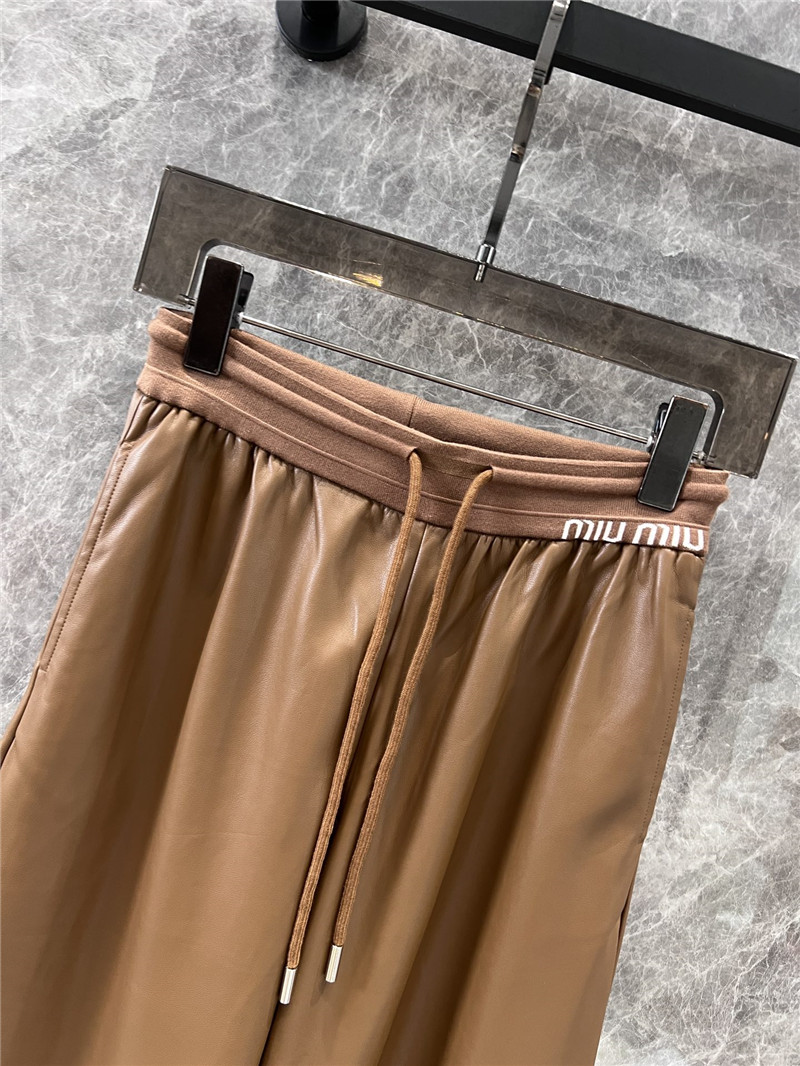 M1um1u casual wide-leg leather pants