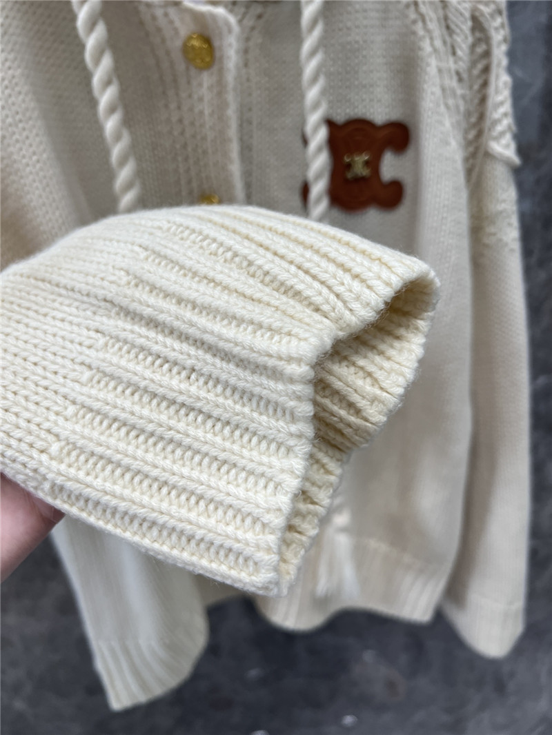 Ce1i*e hooded cable-knit cardigan off-white