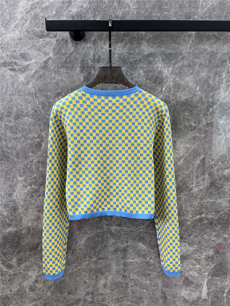 LV Damier Cropped Cardigan in Blue/Yellow