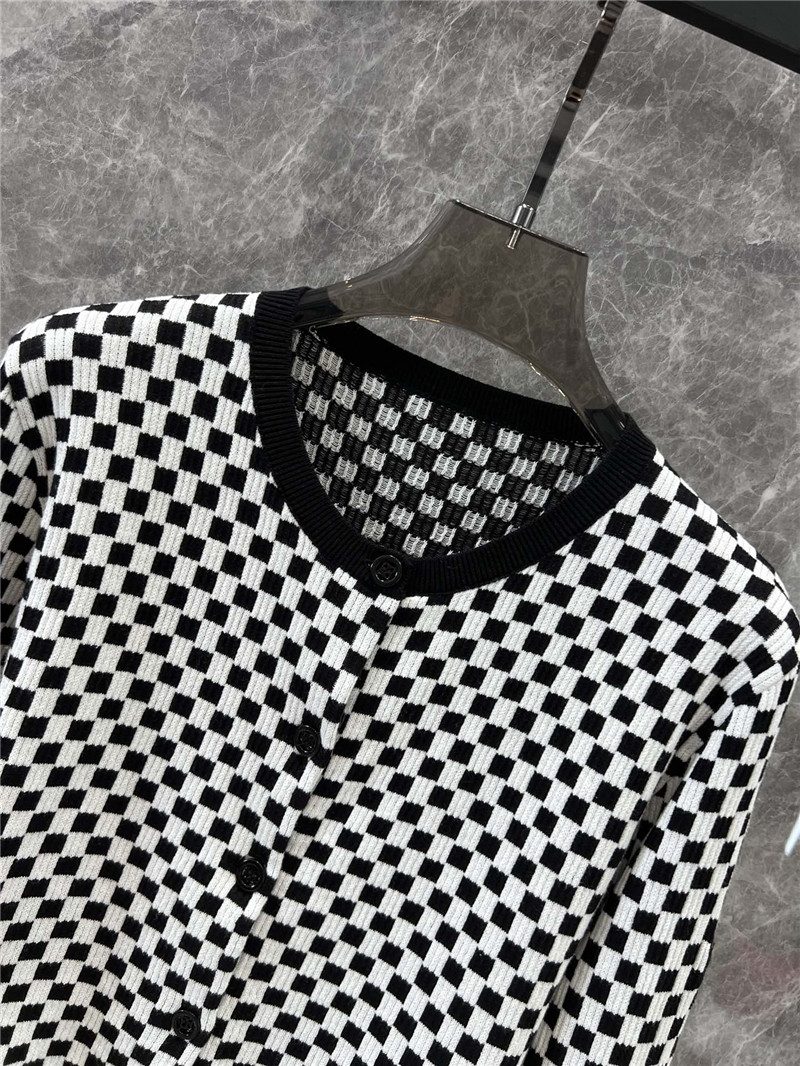 LV Damier Cropped Cardigan in Black/White