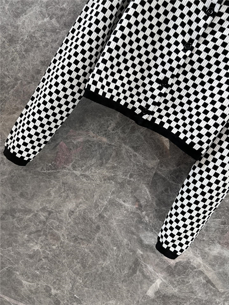 LV Damier Cropped Cardigan in Black/White