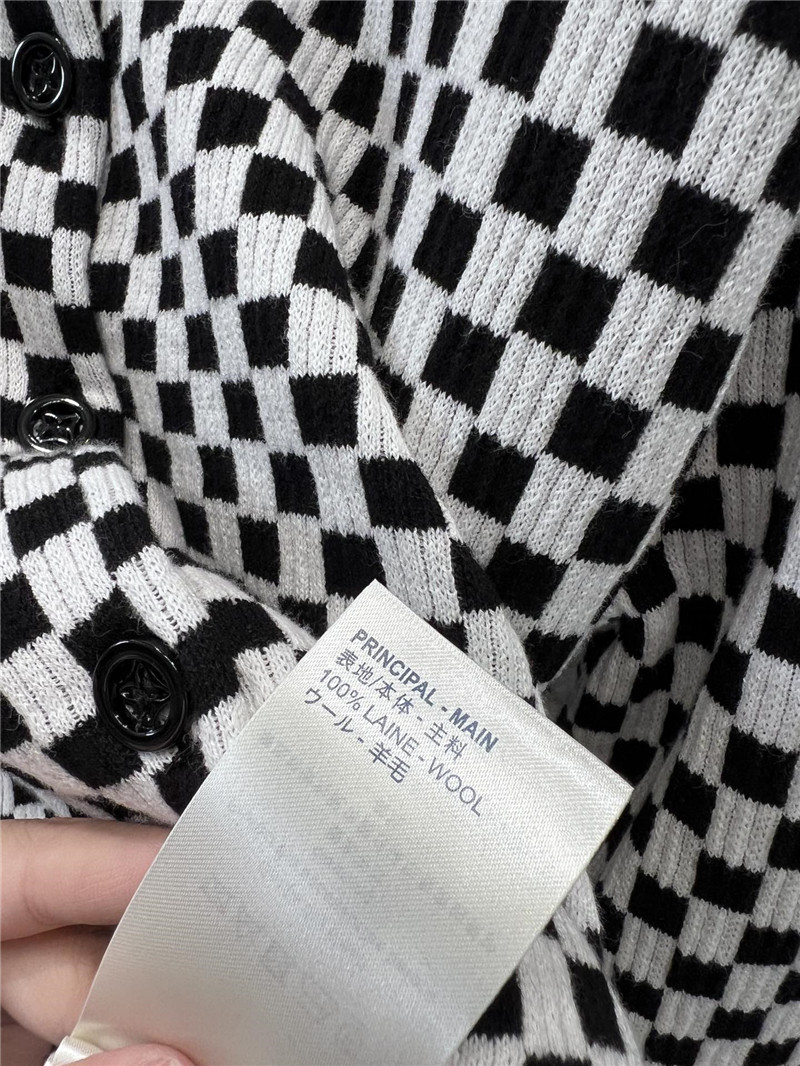 LV Damier Cropped Cardigan in Black/White