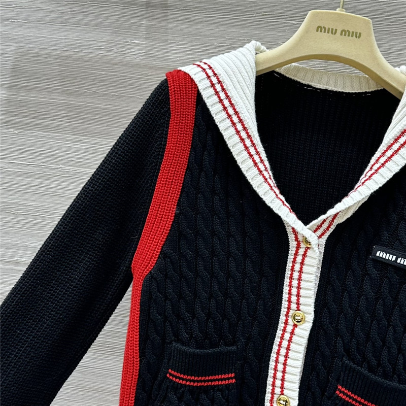 Miu Miu Sailor Collar Cardigan Black
