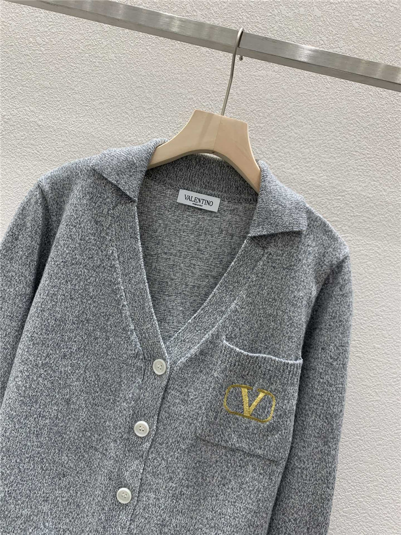 Va1e*ntin0 grey v-neck cardigan with logo