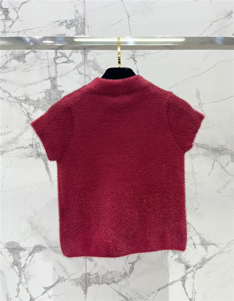 Ch**el fuchsia short sleeve mohair knitted top