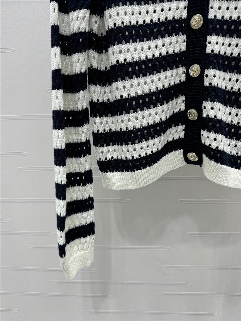 Ch**el hollow stripe black & white cardigan