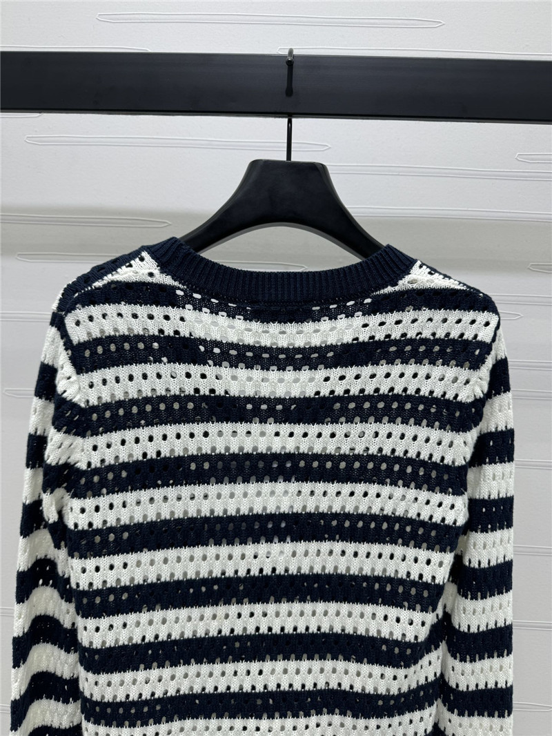 Ch**el hollow stripe black & white cardigan