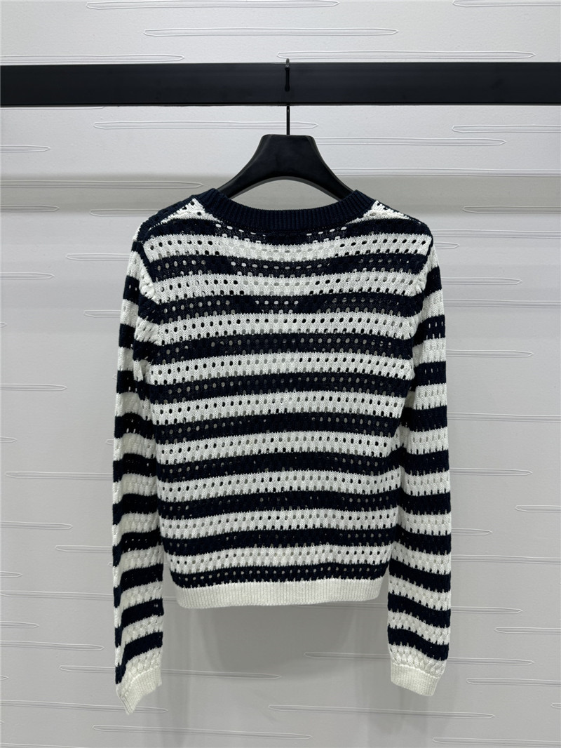Ch**el hollow stripe black & white cardigan
