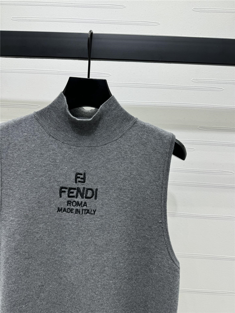 F**di grey sleeveless mock neck top