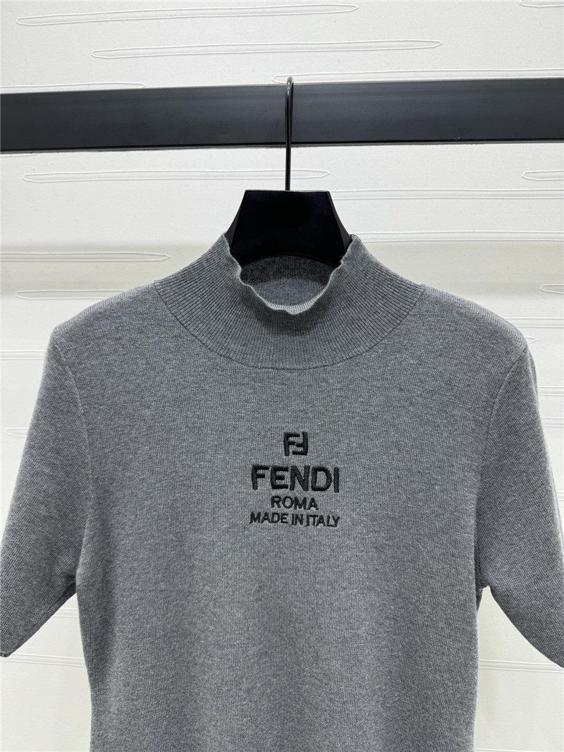 F**di grey short-sleeve mock neck top