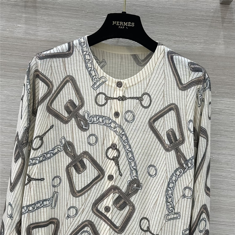 H**me5 motif printed wool cardigan