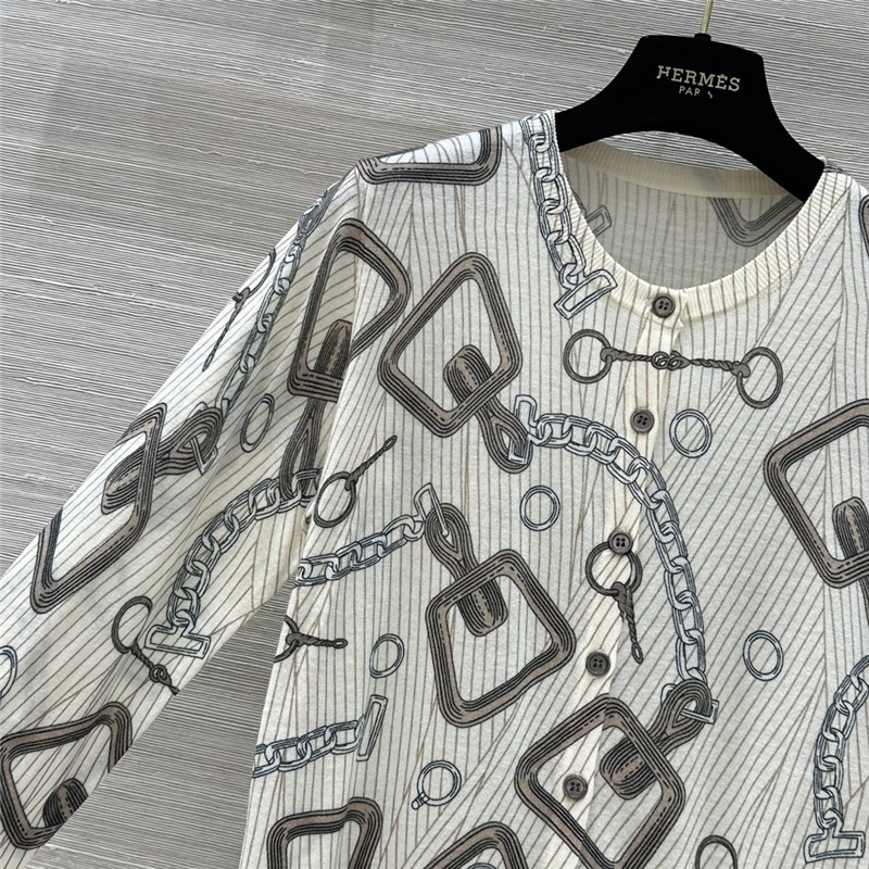 H**me5 motif printed wool cardigan