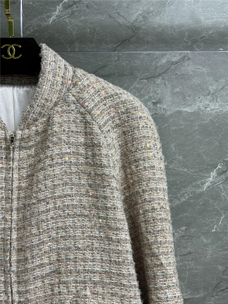 Ch**el beige sequined wool coat