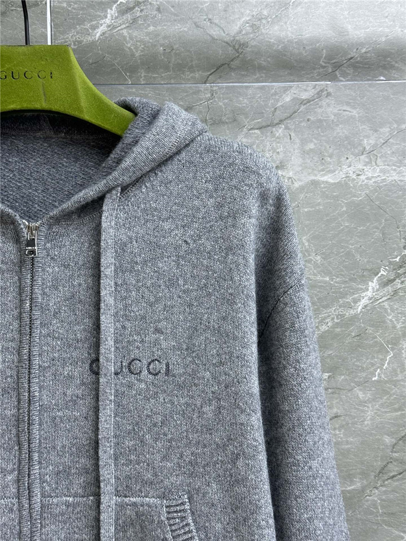 Gvc*1 zip-up knit hoodie grey