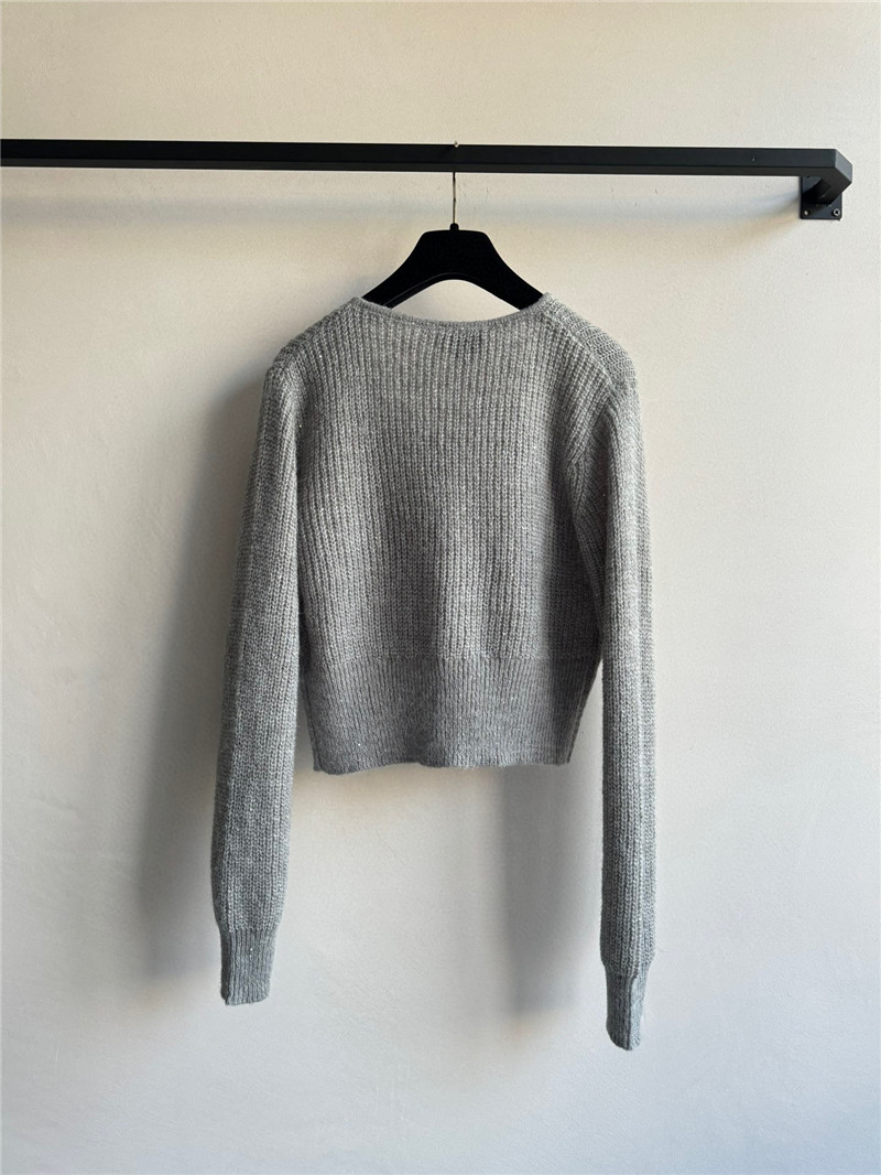 Ch**el pearl buttons rib cardigan grey