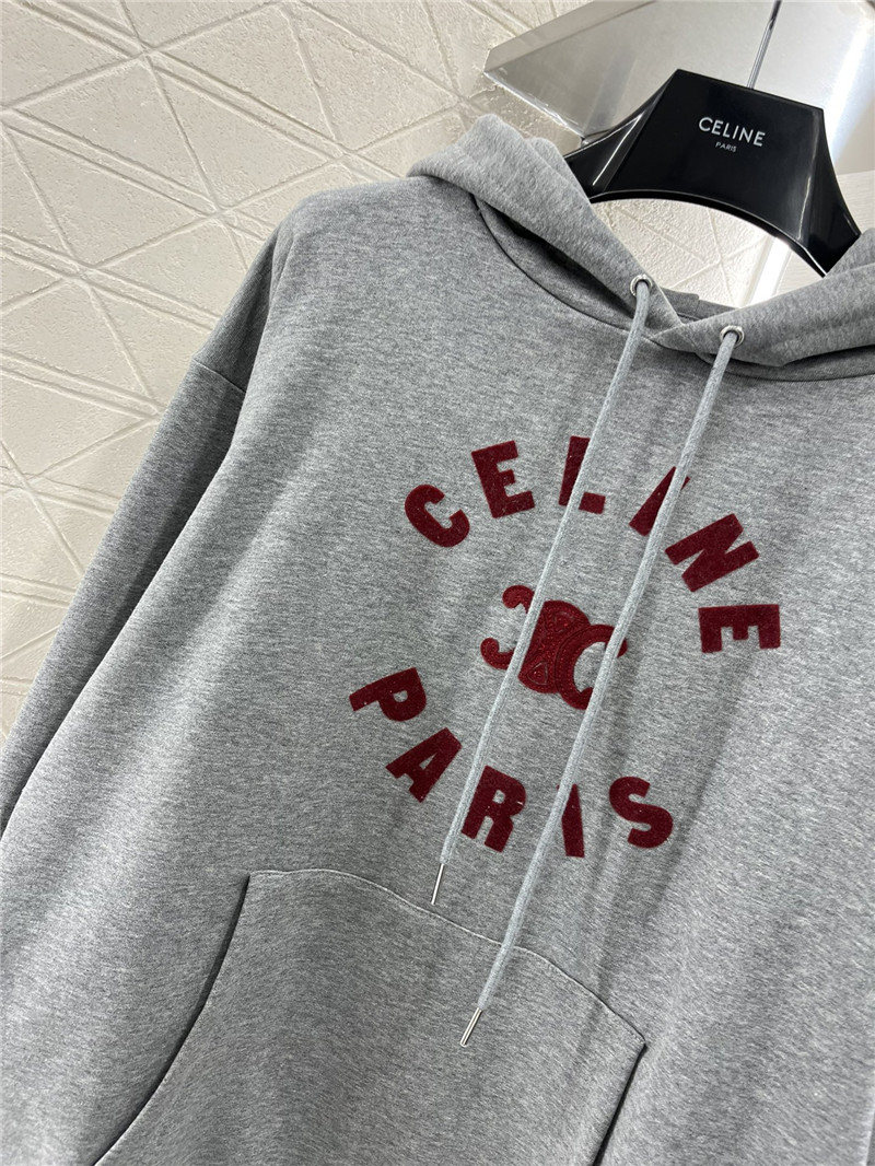 Ce1i*e triomphe cotton fleece hoodie grey